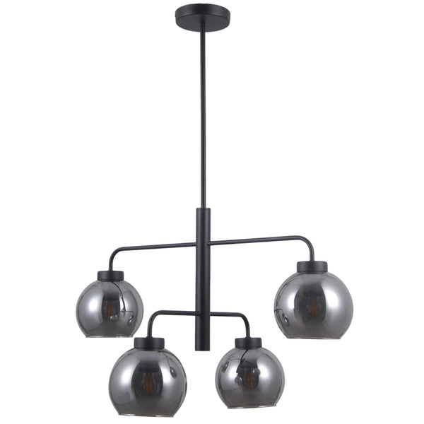 Lampa wisząca POGGI dł. 74cm 4xE27 | czarny/dymiony