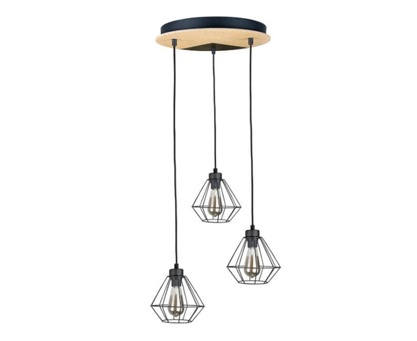 Lampa wisząca 3xE27 WESTA LONG NATURAL/BLACK