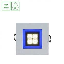 FIALE 4LED 4X1W 30ST 230V SQUARE Z RAMKĄ NIEBIESKĄ CW OCZKA LEDOWE &