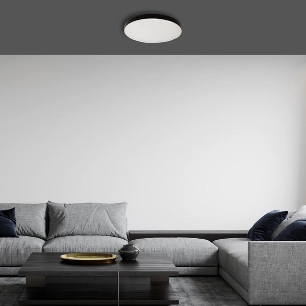 Plafon z czujką ruchu i zmierzchu MAYA BLACK LED 13W PIR szer. 33 cm | Czarny