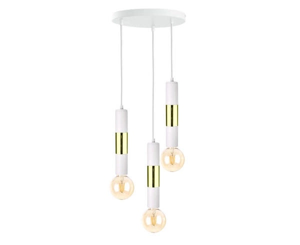 Lampa wisząca 3xE27 MAGNUM BULB WHITE/GOLD