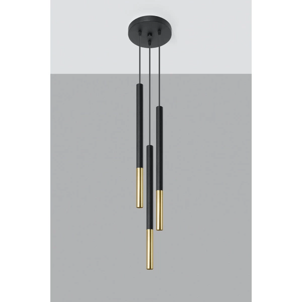 Lampa wisząca MOZAICA 3P SL.0893 czarny/złoto 3xG9