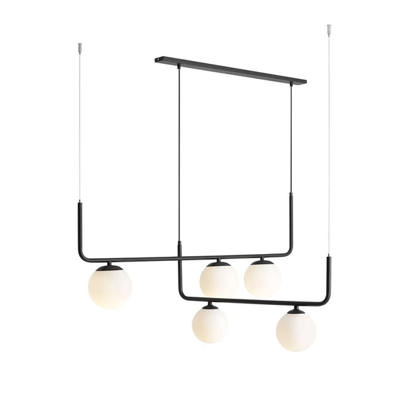 Lampa wisząca ARTEMIDA 1060F1, czarna z białymi kloszami, 2x40W E14 + 3x60W E27