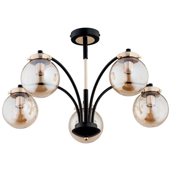 Lampa sufitowa ALFA VIOLA CZARNO-ZŁOTA 5xE14 60cm | 25545