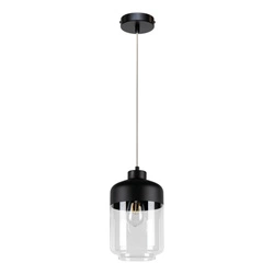 Lampa Wisząca Amaretto 1xE27 Max.60W Czarny Metal/Przezroczyste PCV/Czarno-Przezroczyste Szkło 15790104