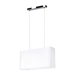 Lampa wisząca Cadre 2xE27 maks. 40W chromowany metal/przezroczysty kabel PVC/biały klosz z tkaniny