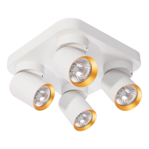 Lampa Sufitowa Andy 4xGU10 Kwadrat Biały + Złoty