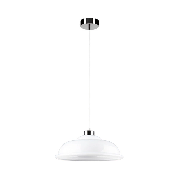 Lampa wisząca Molde 1xE27 maks. 60W chromowany metal/przezroczysty kabel PVC/białe szkło 9884028