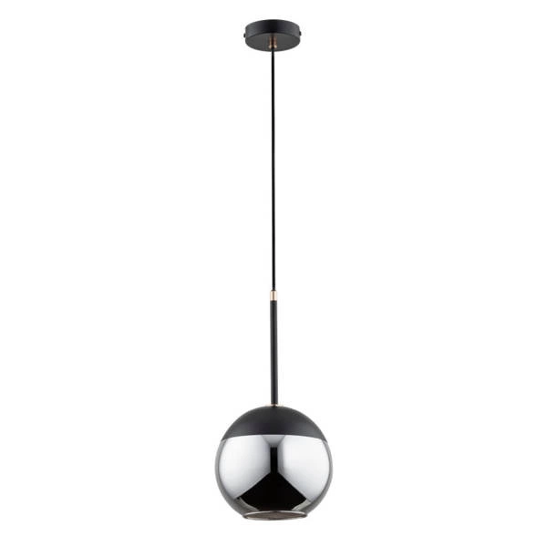 Nowoczesna lampa wisząca VOLDA BLACK E27 wys. 90cm | chrom czarny