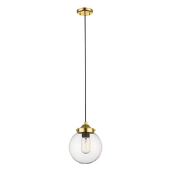 Lampa wisząca klasyczny klosz szklany RIANO E27 40W śr. 17cm | złoty