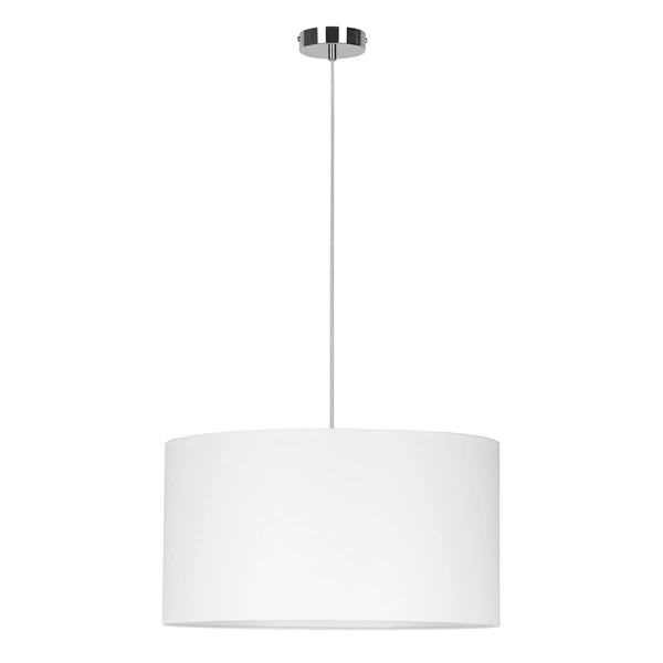 Lampa wisząca Dove 1xE27 maks. 60W chromowany metal/przezroczysty kabel PVC/biały klosz z tkaniny 15380128