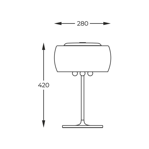 Lampa na stół CRYSTAL II śr. 28cm szklana kryształki 3x G9 42W | przydymiony chrom