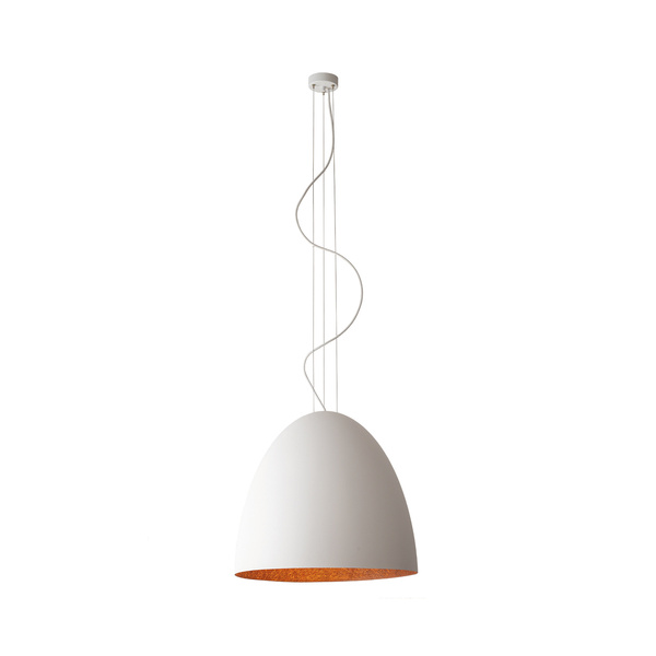 Lampa wisząca EGG L WHITE szer. 55cm 5xE27 | biały/miedziany