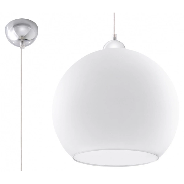 Szklana lampa wisząca BALL SL.0256 Biała 1xE27