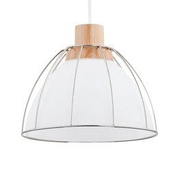 Nowoczesna lampa VIVIO biała/drewno śr. 26cm