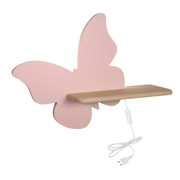 Kinkiet dziecięcy IQ Kids Butterfly z półką, 21-85177, różowy, 5W LED, barwa neutralna 4000K