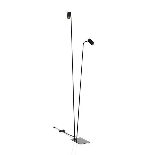 Lampa podłogowa podwójna MONO 120cm 2xGU10 | czarny/złoty