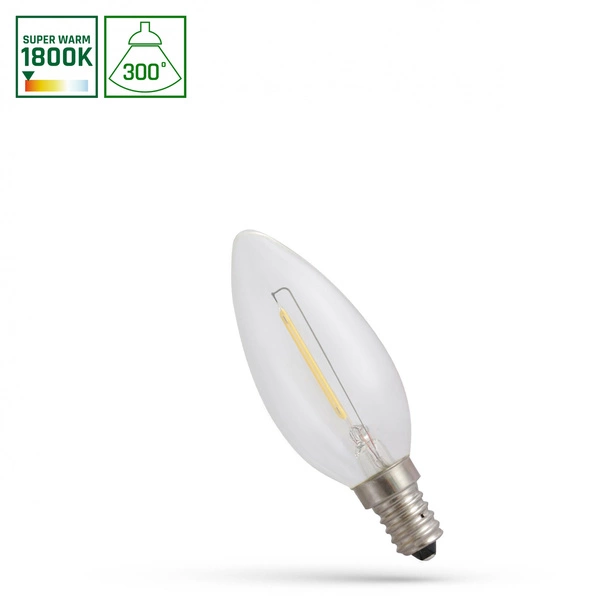 LED ŚWIECOWA E-14 230V 1W COG 1800K CLEAR SPECTRUM