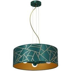 Lampa wisząca ZIGGY GREEN, 50 cm, MLP7580, butelkowa zieleń/złoty, 3x60W E27