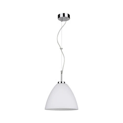 Lampa wisząca Tumulo 1xE27 Max.60W Chromowany metal/Przezroczysty kabel PVC/Białe szkło