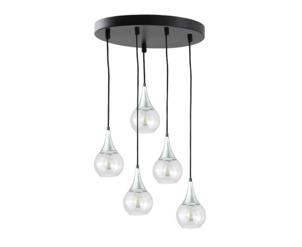 Lampa wisząca 5xE27 LACRIMA CLEAR BLACK/SILVER