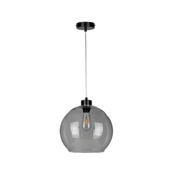 Lampa Wisząca Laguna 1xE27 Max.60W Czarny Metal/Przezroczysty Kabel PCV/Szkło Dymne