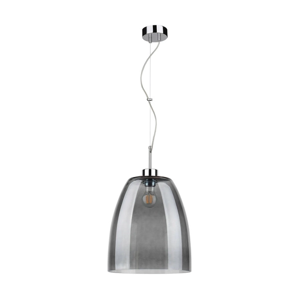 Lampa wisząca Campana 1xE27 maks. 60W chromowany metal/przezroczysty kabel PVC/szkło dymione 9843028