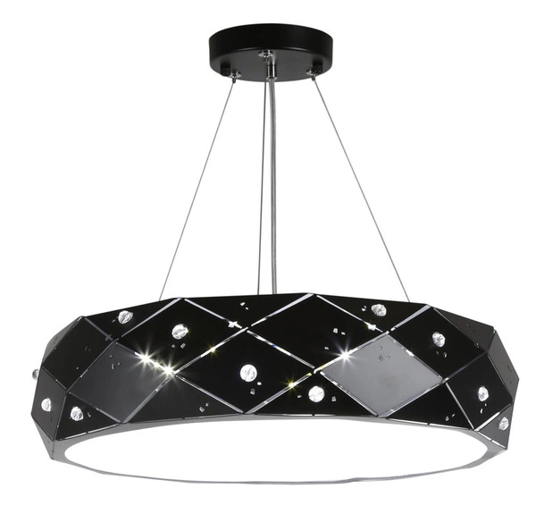 Lampa wisząca z kryształkami GLANCE 31-59192, 30 cm, czarna, 3x40W G9