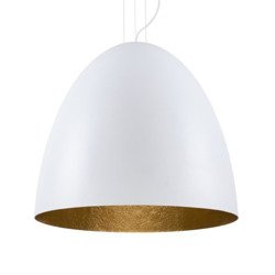 Lampa wisząca tuba nad stół EGG XL biały/złoty śr. 75cm 9025