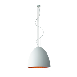 Lampa wisząca EGG L WHITE szer. 55cm 5xE27 | biały/miedziany