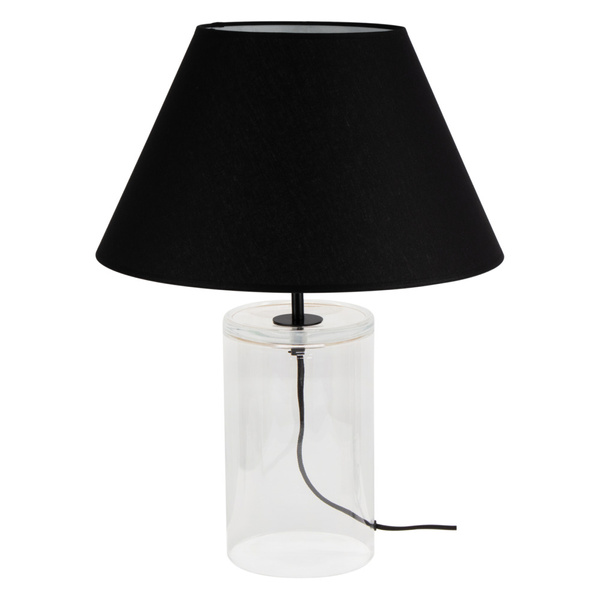 Lampa stołowa Dove 1xE27 maks. 40W przezroczyste szkło/czarny kabel z tkaniny/czarny klosz z tkaniny