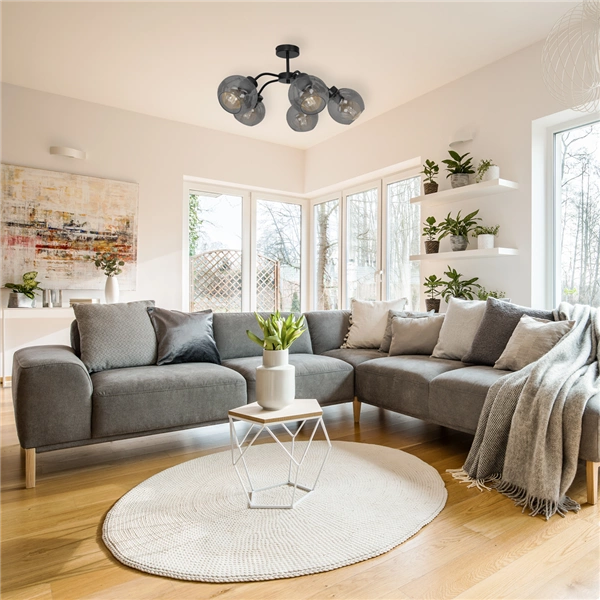 Nowoczesna lampa sufitowa SOFIA SMOKED 5xE27