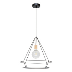 Lampa Wisząca Casa Triango 1xE27 Max.60W Dąb Olejowany/Czarny Metal/Czarny Kabel PCV