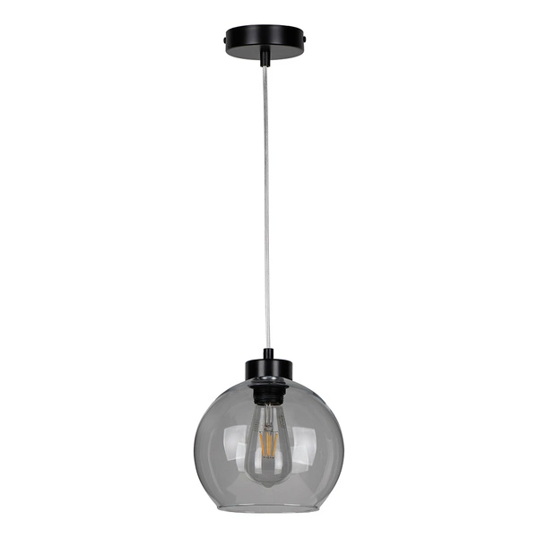 Lampa Wisząca Canberra 1xE27 Max.60W Czarny Metal/Przezroczysty Kabel PCV/Szkło Dymne 5500054