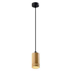 Lampa wisząca TUBO, 10 cm, 31-78568, czarny/drewno, 1x25W GU10