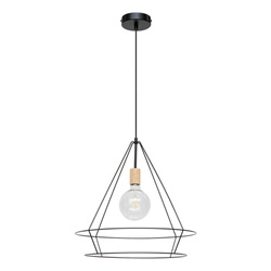 Lampa Wisząca Casa Triango 1xE27 Max.60W Dąb Olejowany/Czarny Metal/Czarny Kabel PCV 177419104