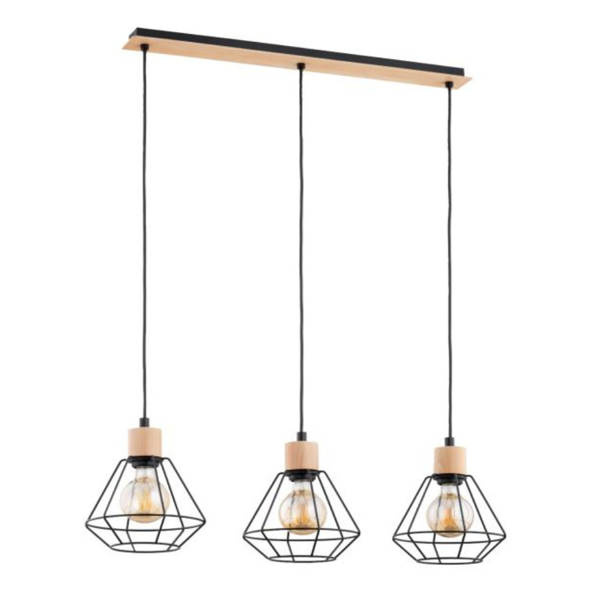 Lampa wisząca KASTEL BASKET 3 x E27 wy. 90 cm |  Czarna