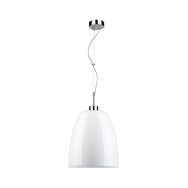 Lampa wisząca Campana 1xE27 maks. 60W chromowany metal/przezroczysty kabel PVC/białe szkło