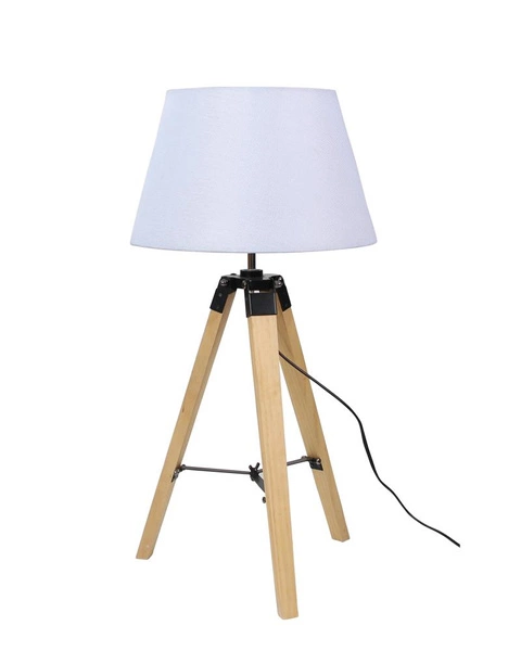 Lampa gabinetowa/stołowa/nocna LUGANO 41-31136 podstawa drewno/abażur biały 1x60W E27