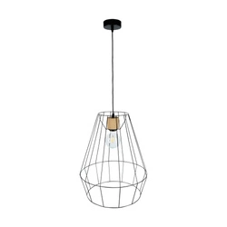 Lampa wisząca Endorfina 1xE27 Max.60W Dąb olejowany/Czarny metal/Czarny kabel z tkaniny 132219104