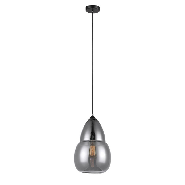 Lampa wisząca Tesa śr. 23cm E27 | chrom/czarny