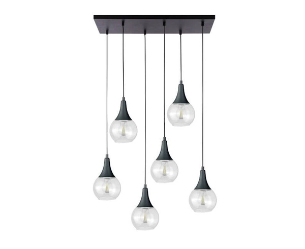 Lampa wisząca 6xE27 LACRIMA CLEAR BLACK