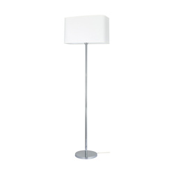 Lampa podłogowa Cadre 1xE27 maks. 40W chromowany metal/przezroczysty kabel PVC/biały klosz z tkaniny