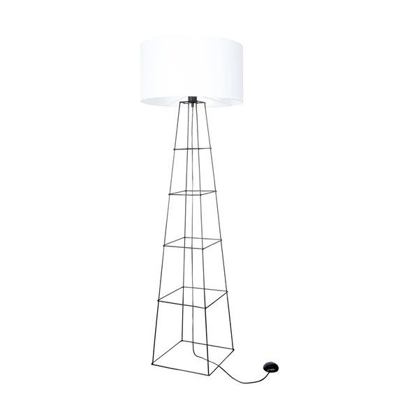 Lampa podłogowa Tiphany 1xE27 maks. 60W Czarny metal/czarny kabel PVC/biały klosz z tkaniny 8742104