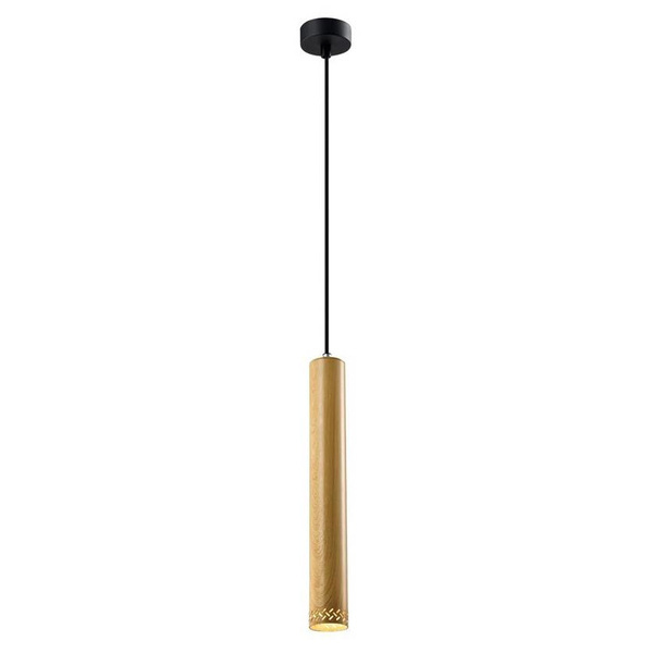 Lampa wisząca TUBO, 40 cm, 31-78599, czarny/drewno, 1x25W GU10