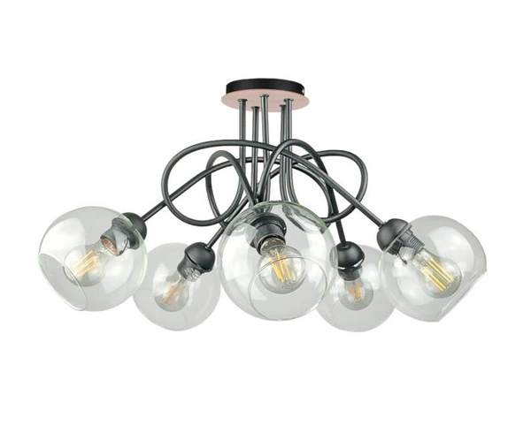 Lampa sufitowa 5xE27 EVIE BLACK/WOOD