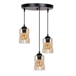 Lampa wisząca FELIS, 33-00217, czarny/bursztynowy, 3x60W E27