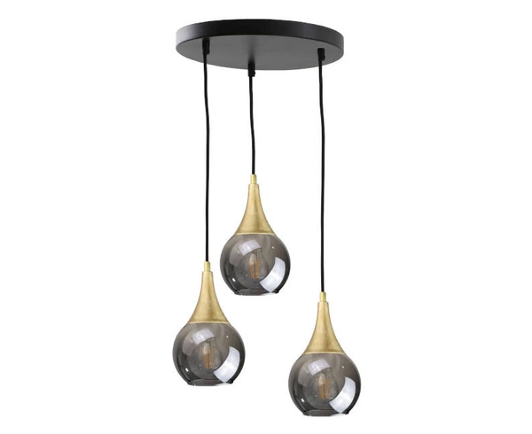 Lampa wisząca 3xE27 LACRIMA SMOKY/GOLD