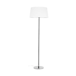 Lampa podłogowa Amor 1xE27 maks. 60W chromowany metal/przezroczysty kabel PVC/biały klosz z tkaniny 6012803010855