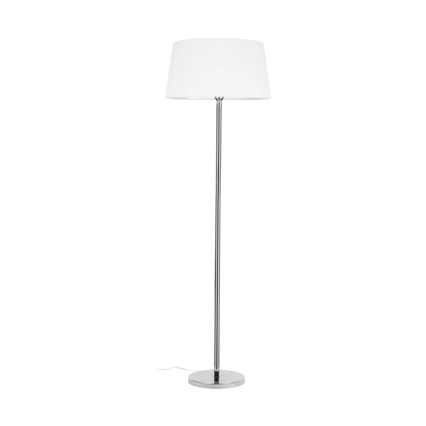 Lampa podłogowa Amor 1xE27 maks. 60W chromowany metal/przezroczysty kabel PVC/biały klosz z tkaniny 6012803010855